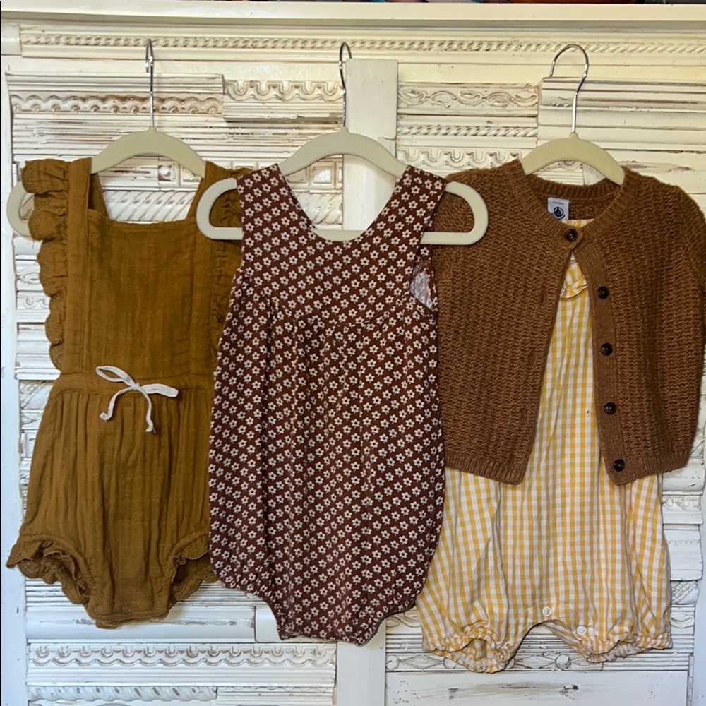 Fall Floral Gingham Baby Romper Bundle - Jamie Kay / Rylee + Cru / Petit Bateau